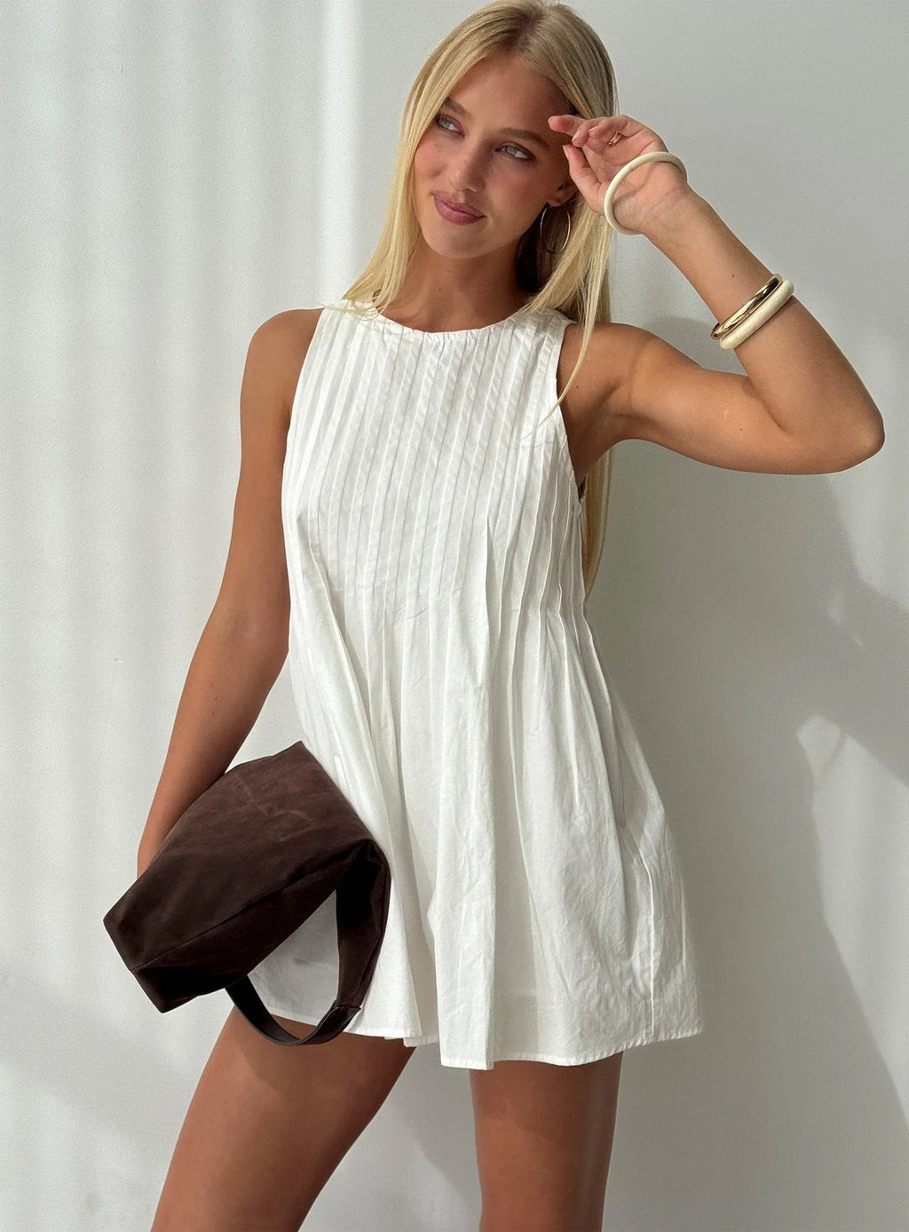 Robe mini plissée Dreamboat blanche