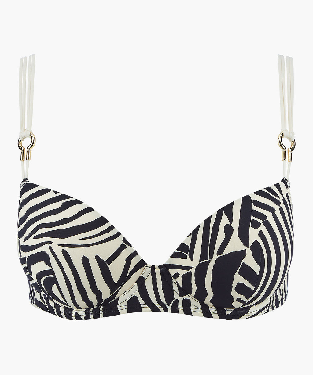 Haut de maillot de bain push-up à coques Savannah Mood Zebra
