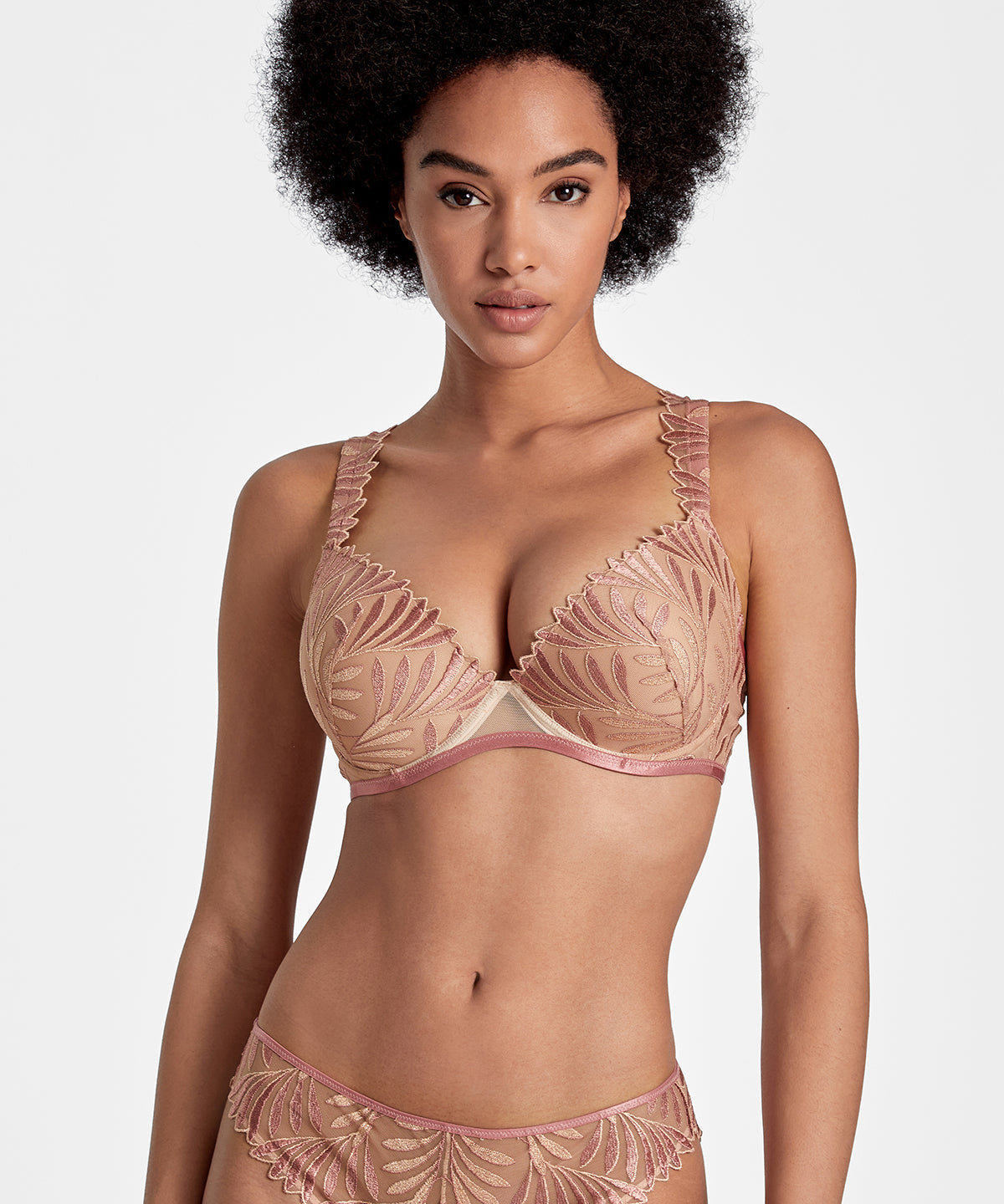 Soutien-gorge push-up à coques en soie Sensory Illusion rose