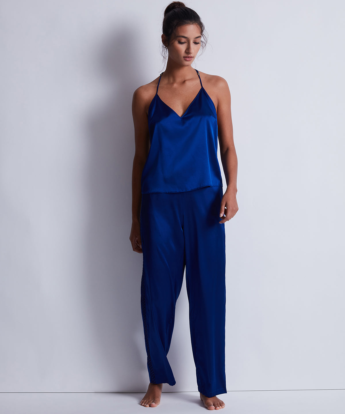 Silk Desire Top à fines bretelles Electric Blue