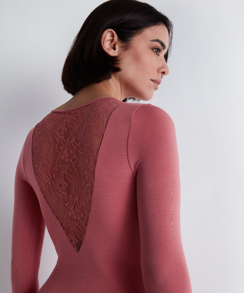 Haut Lazy Days Rosewood à manches longues