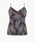 Silk by Night Top à fines bretelles Blue cachemire