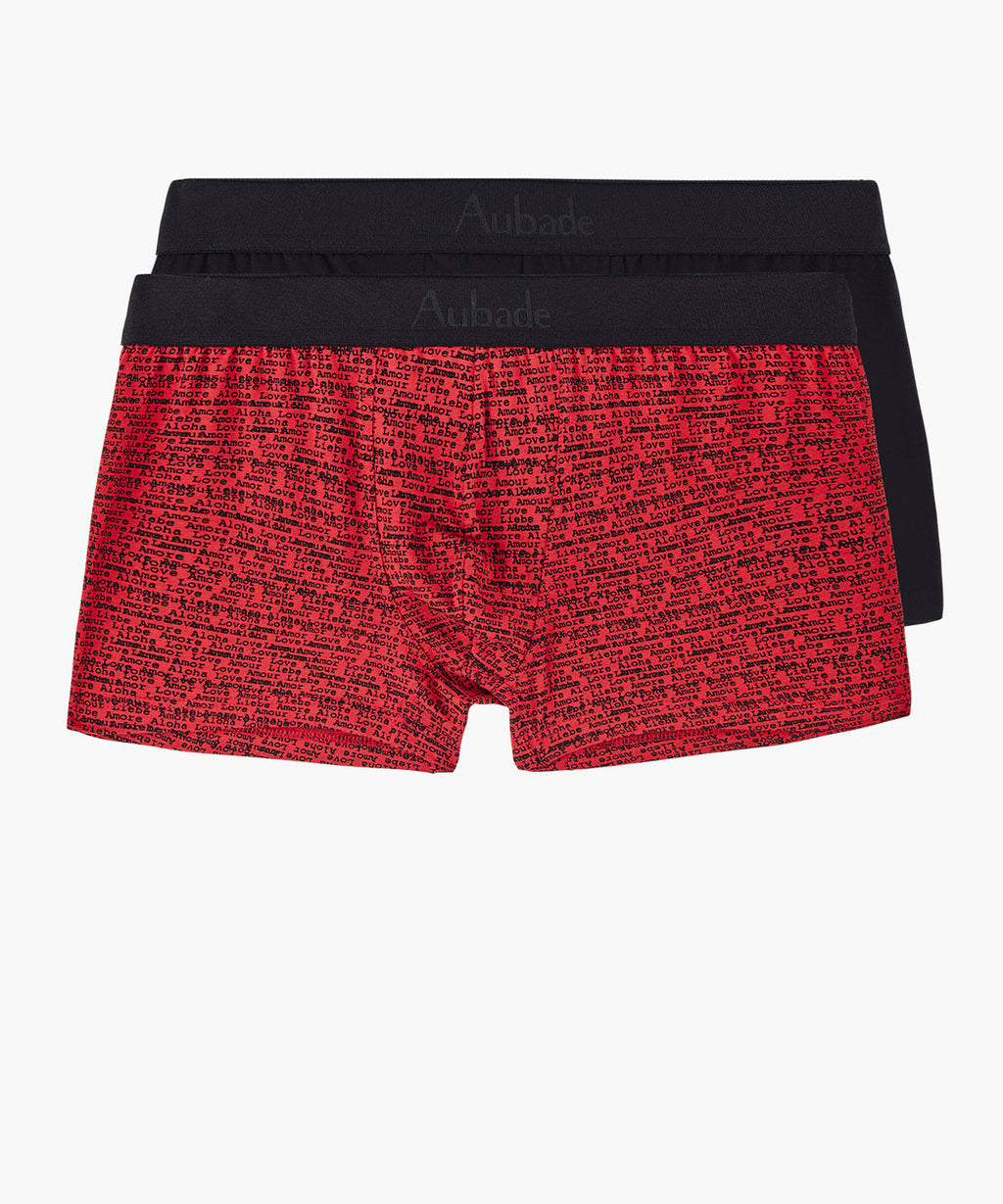 Aubade Homme Lot de 2 boxers Love Letters Rouge