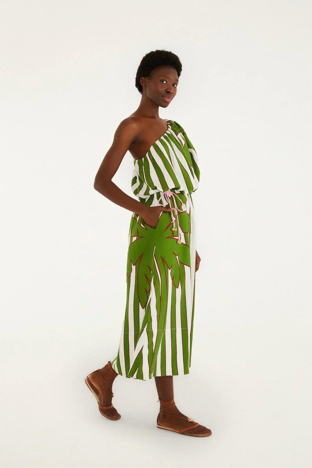 Off-White One-Shoulder Midi Dress