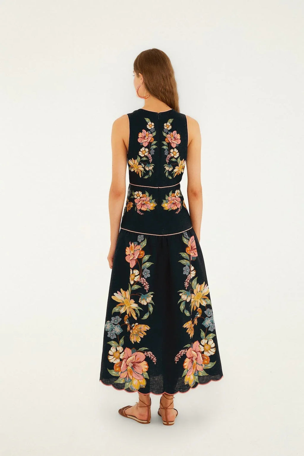 Robe midi Maira florale bleu foncé
