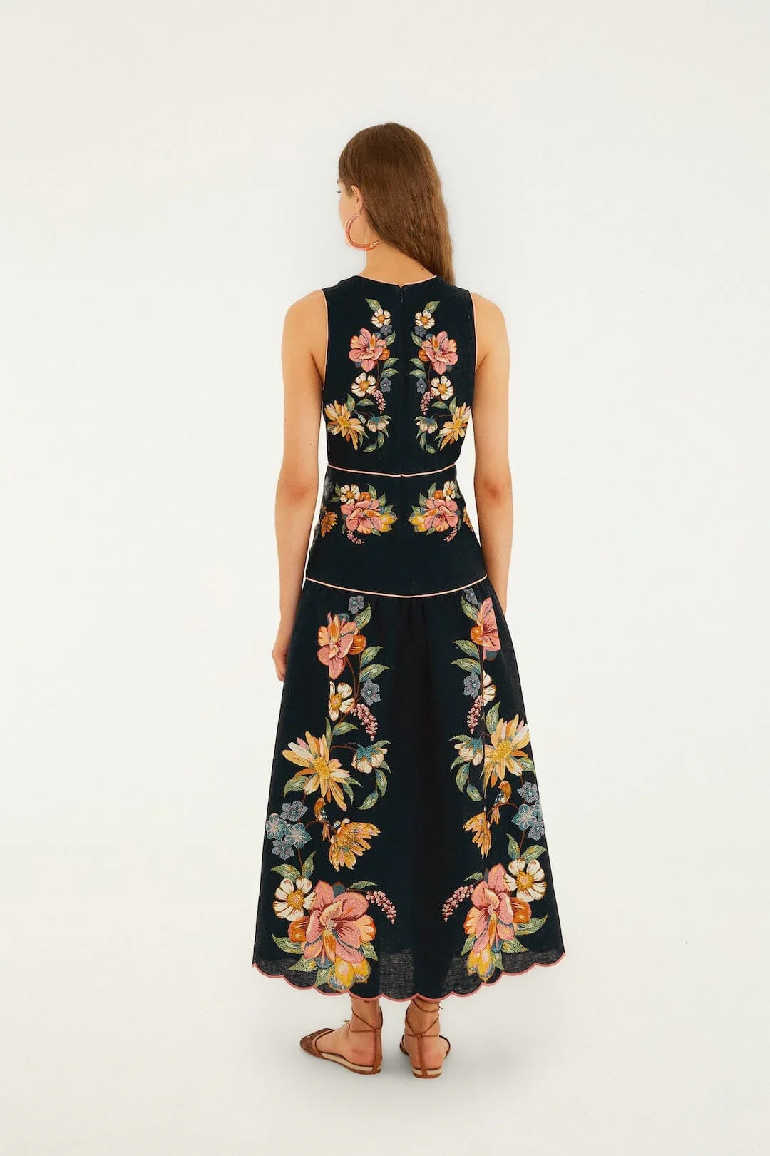 Robe midi Maira florale bleu foncé