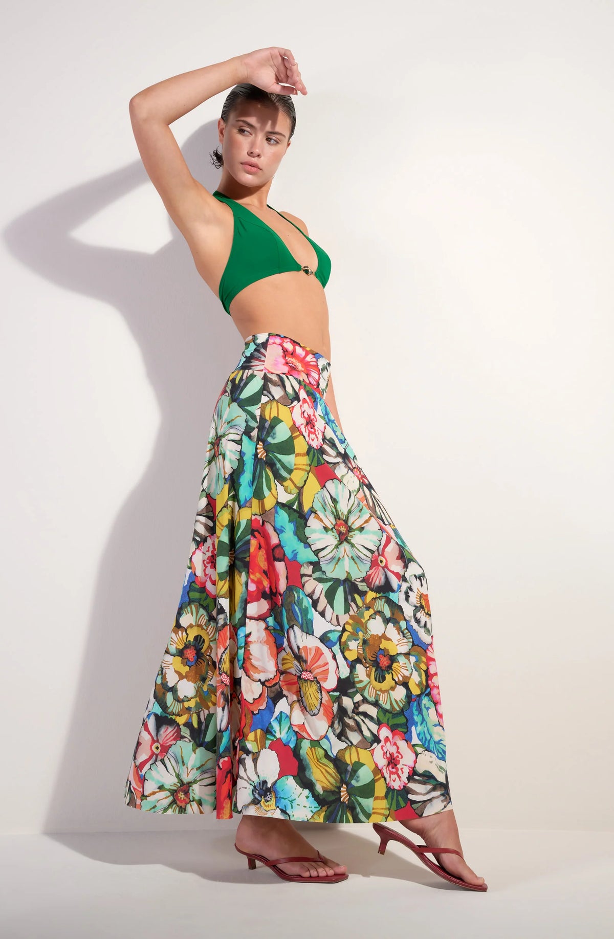 jaya Long madder red multiposition skirt