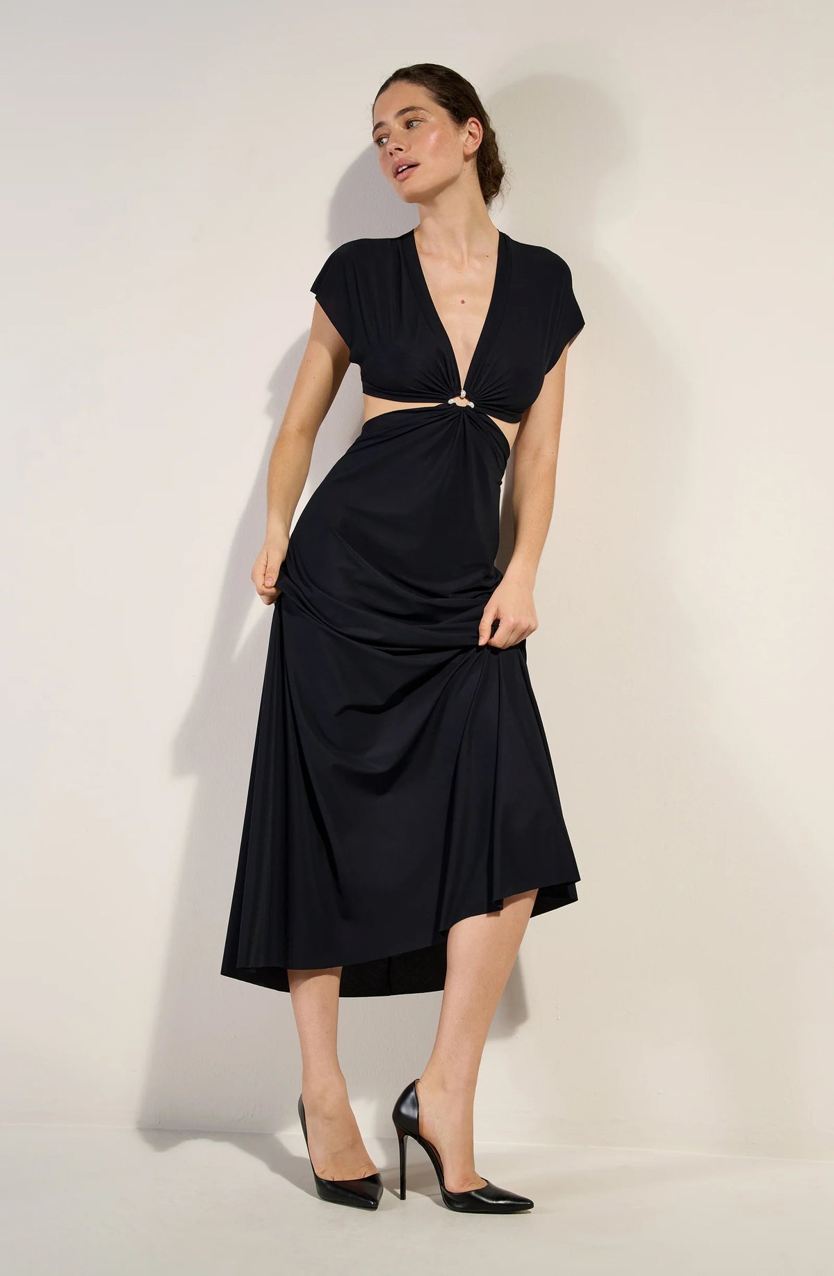 Robe longue dorée Rislene