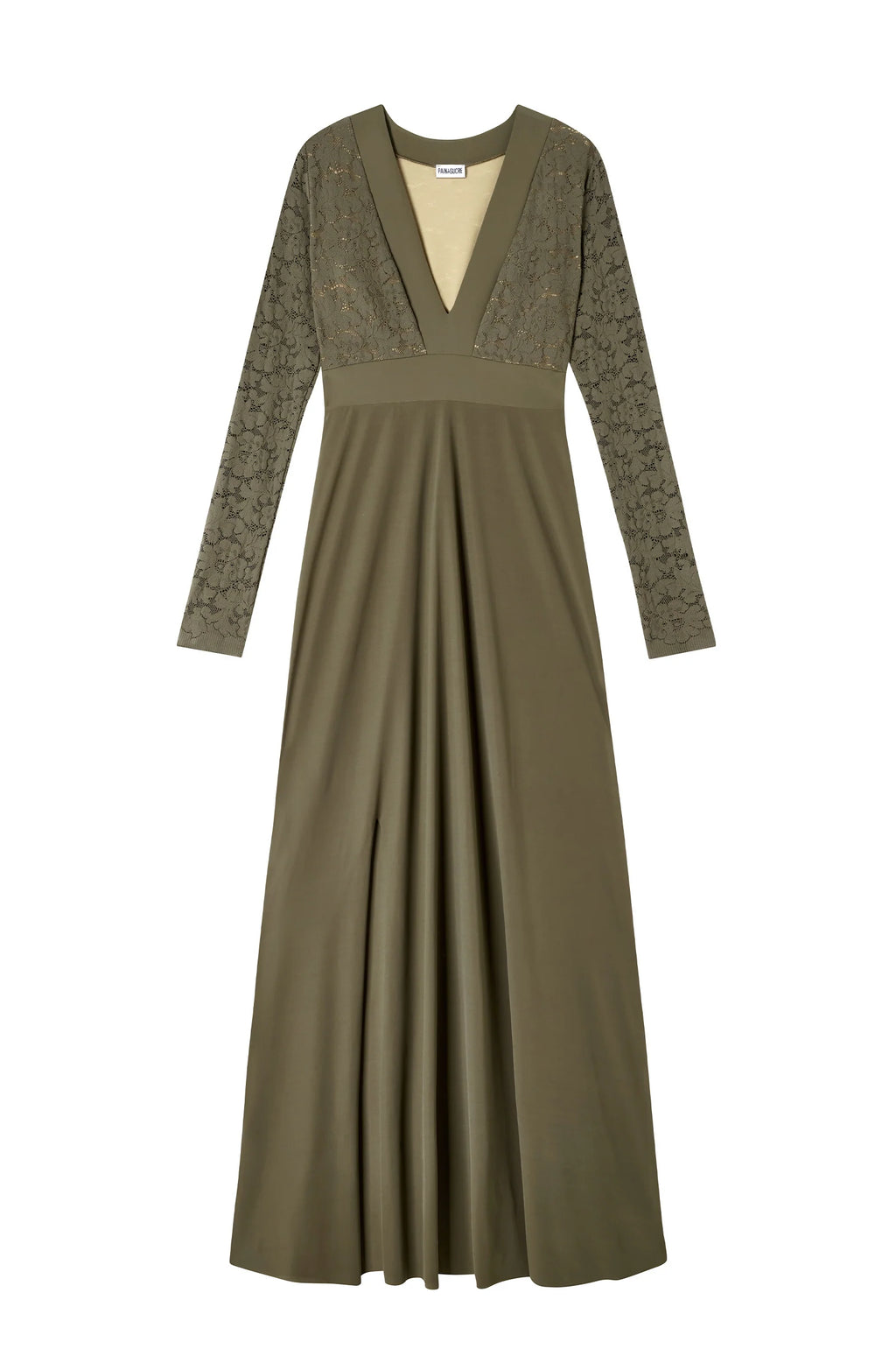 vanao Long lichen green lace dress
