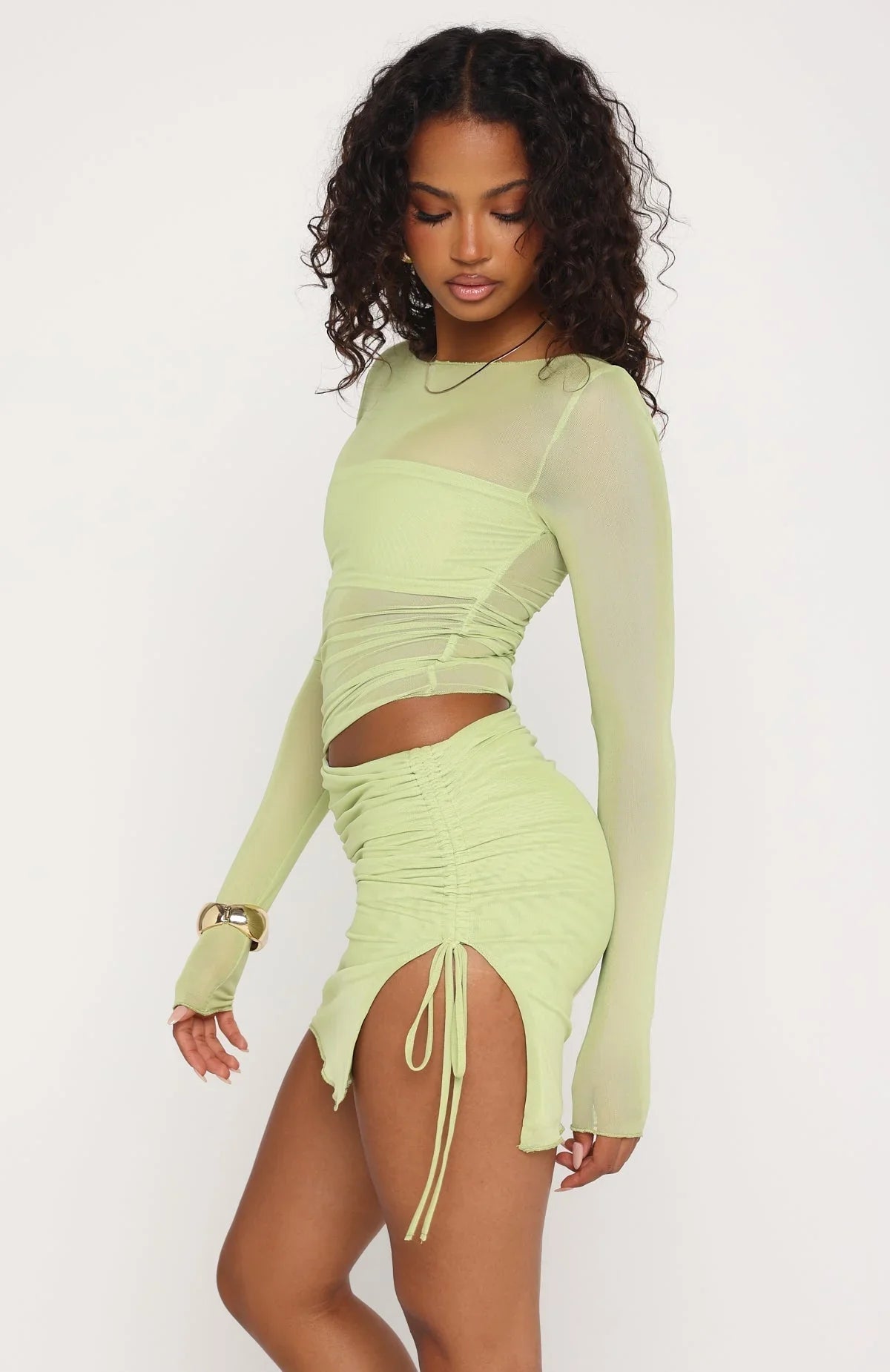 Robe Courte Manches Longues Fall Into Me Matcha