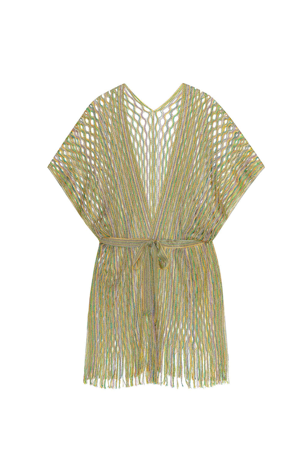 velia Short belted gold lurex kimono