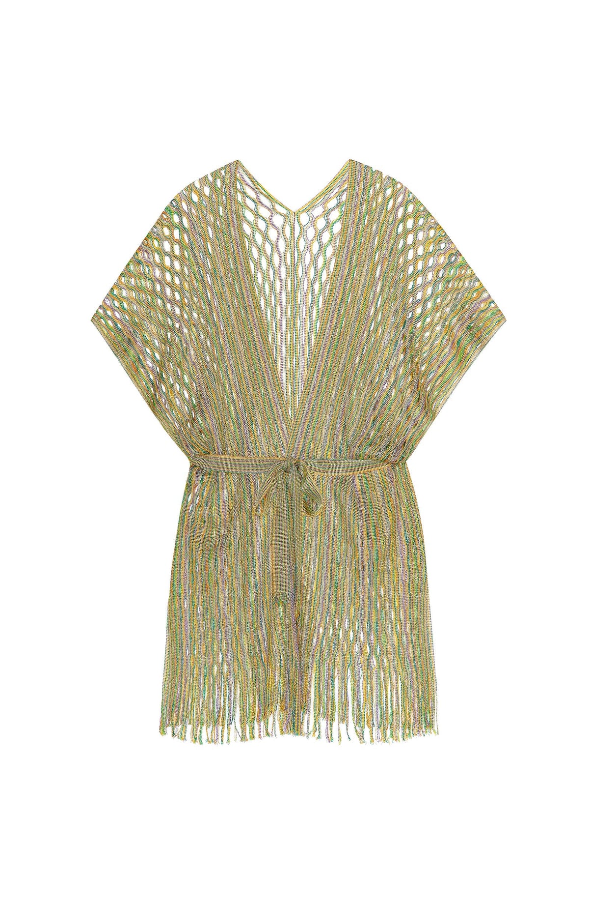 velia Short belted gold lurex kimono
