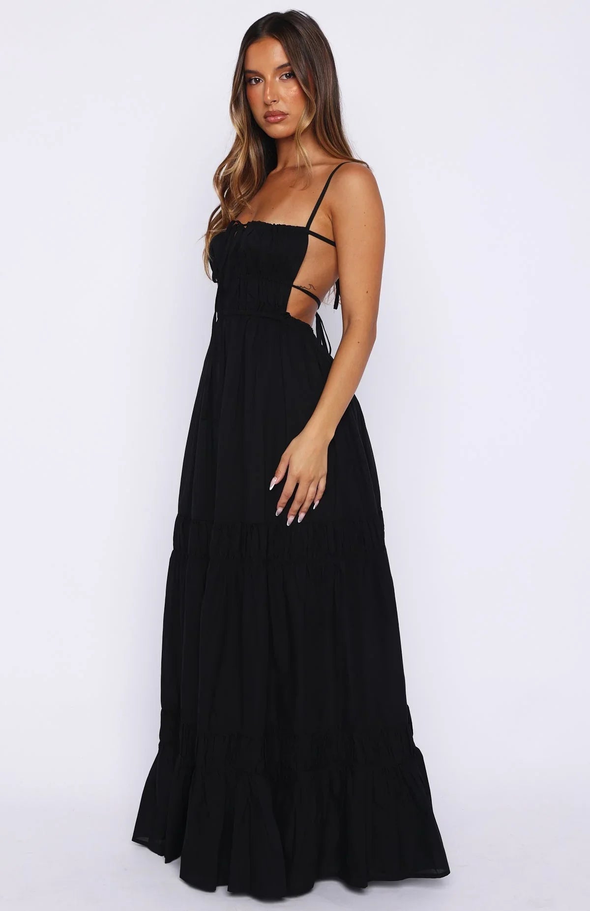 Robe longue « Rumour Has It » noire