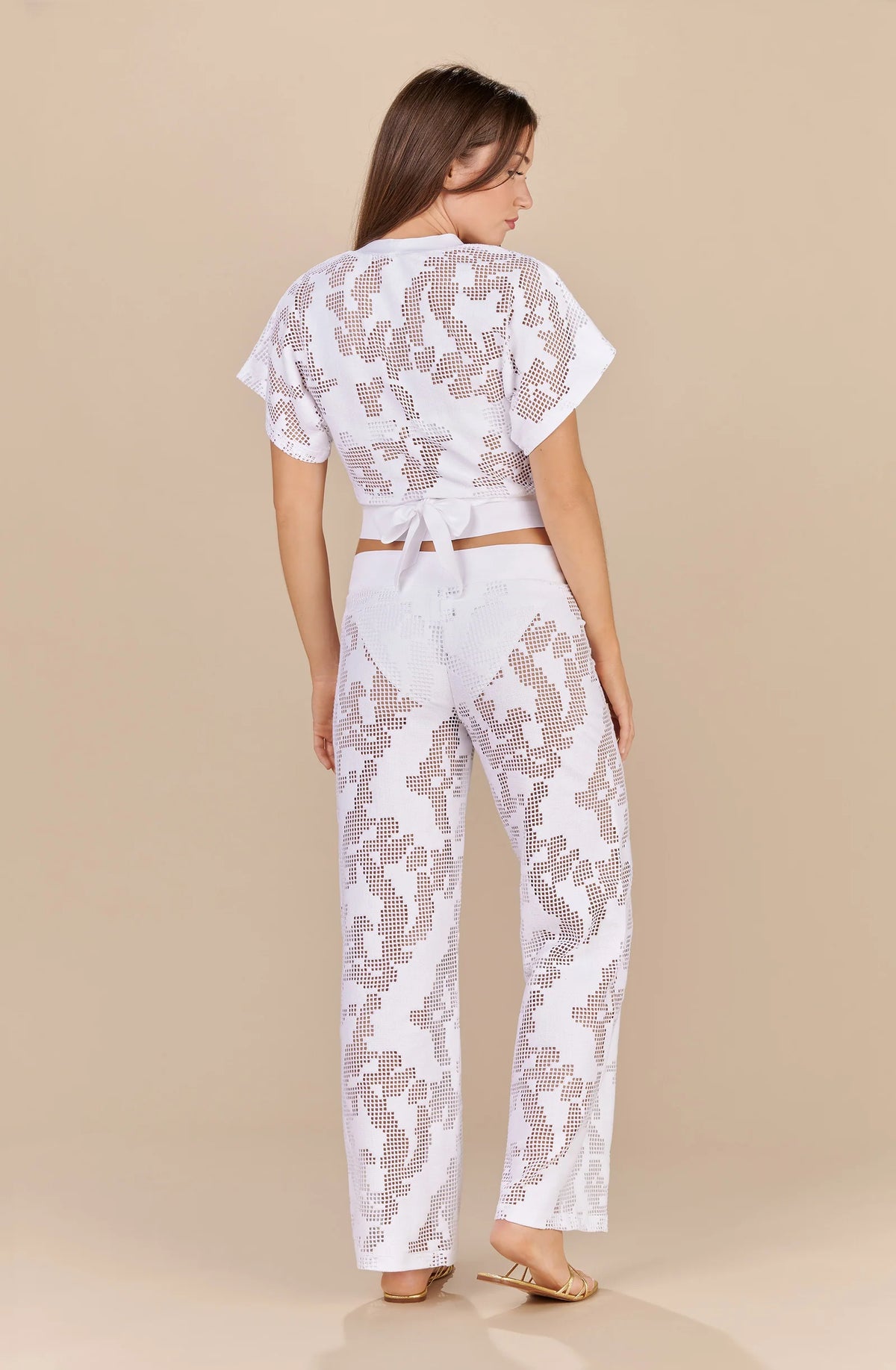 manoa Ecru lace wrap top