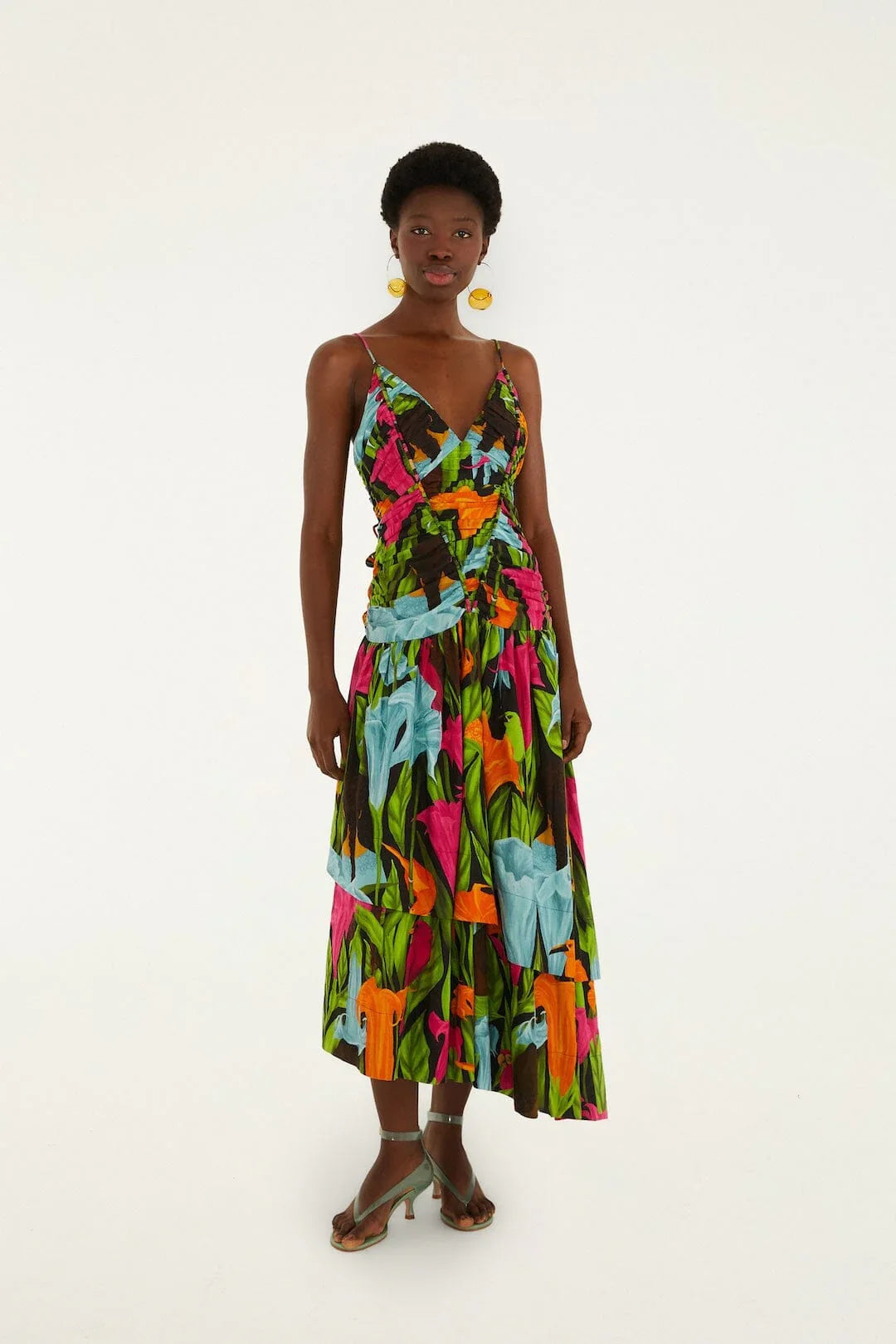 Black Mujeres Y Flores Midi Dress