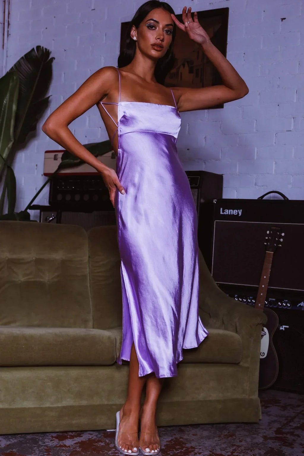 Robe midi Dolce Life dos nu Lilas