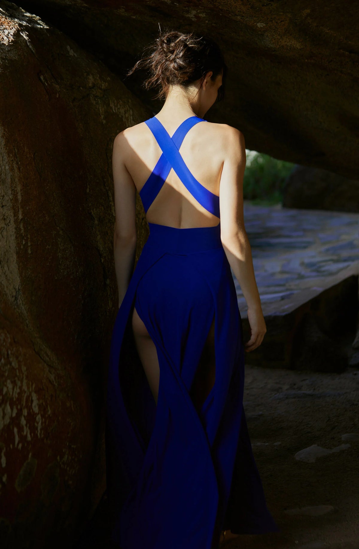 capri Navy crossed racerback swimsuit