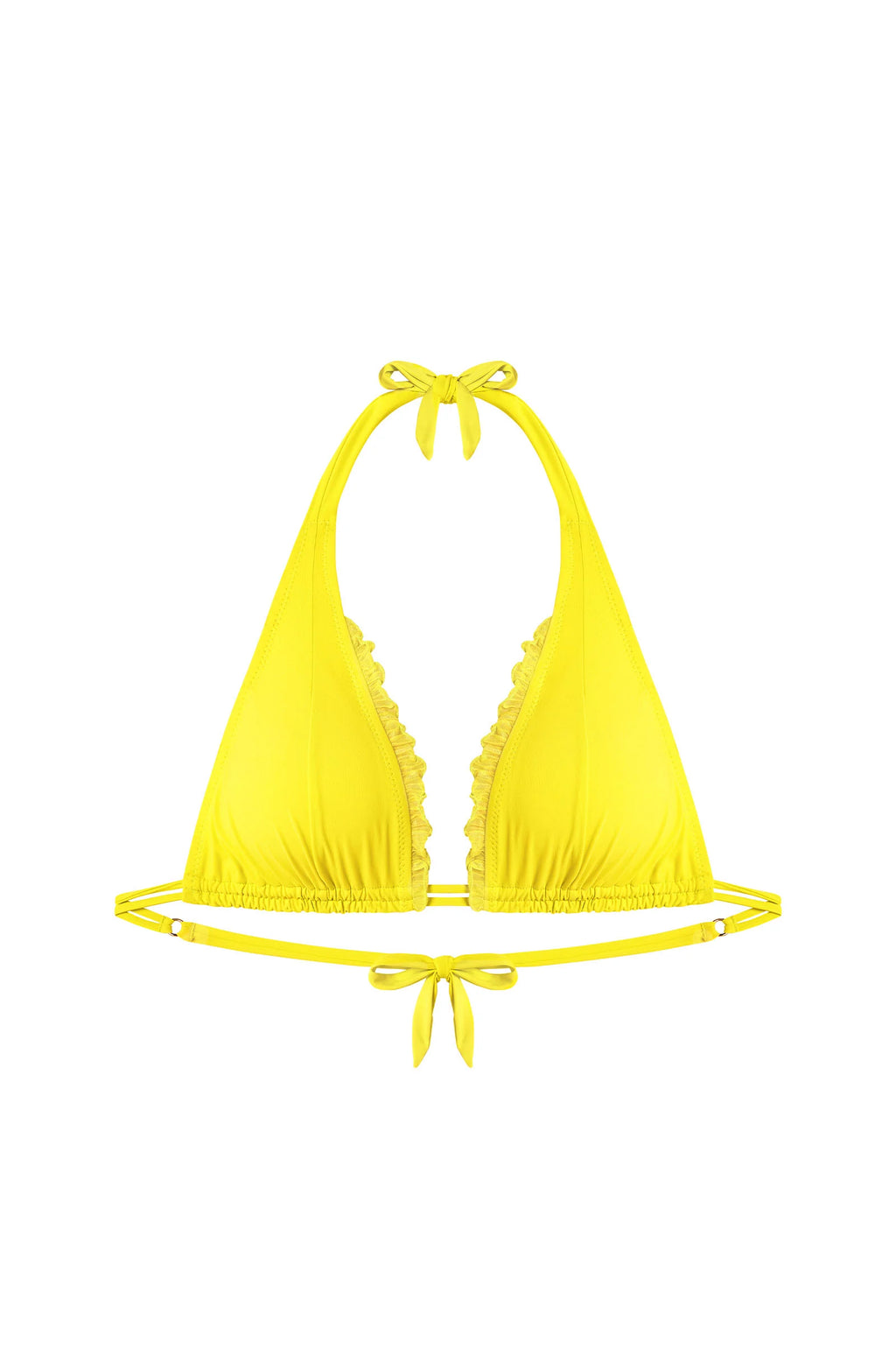 amelys Black ruffled triangle bikini top
