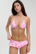 Jupe de bain Farah en satin – Pois rose tropical
