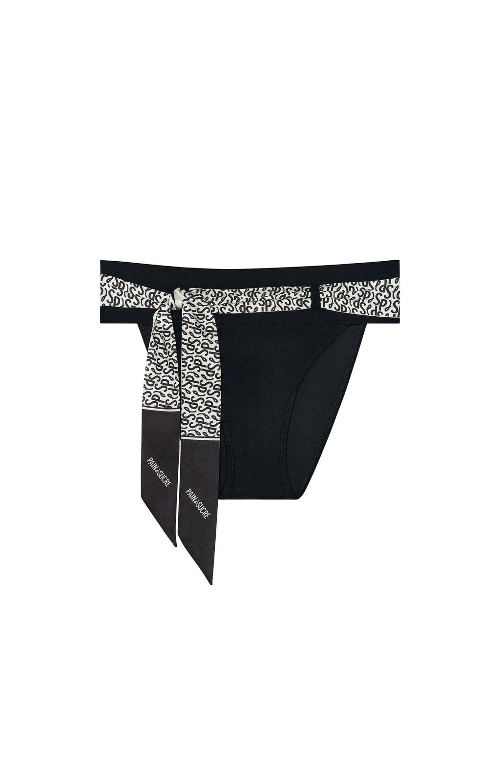 kath Black bikini bottoms with removable scarf