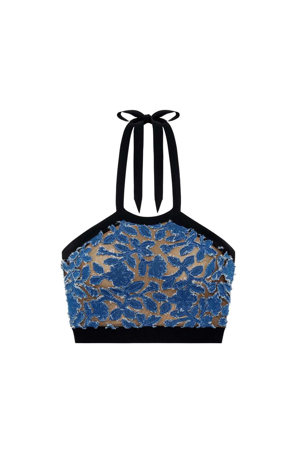 tony Crop-top in denim embroidery