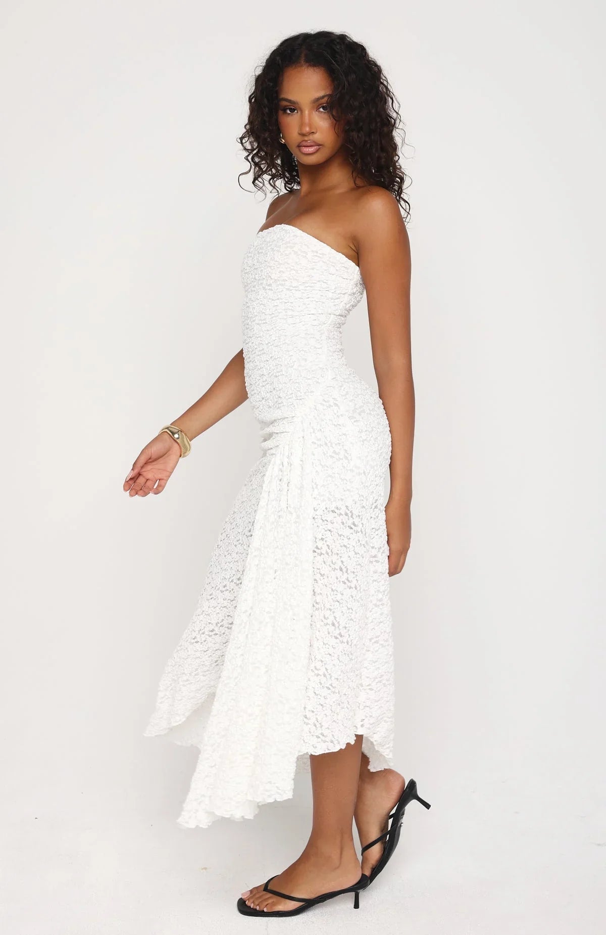 Robe midi bustier Living The Glam Life blanche