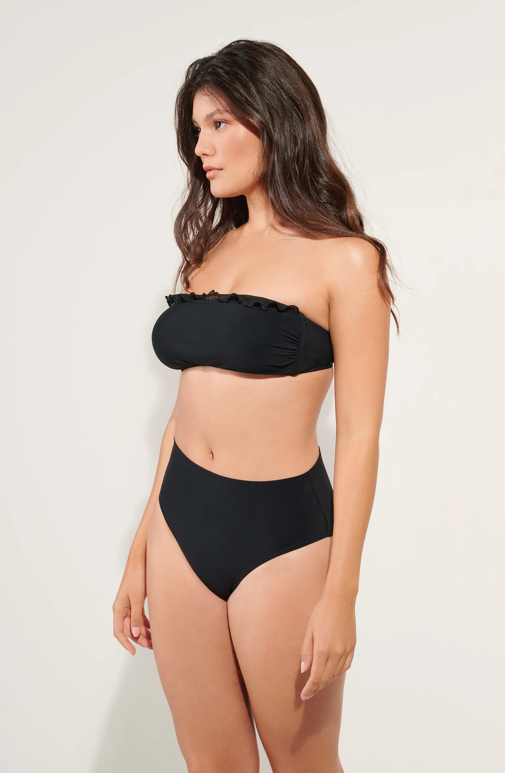 valli Orange bandeau bikini top with ruffle