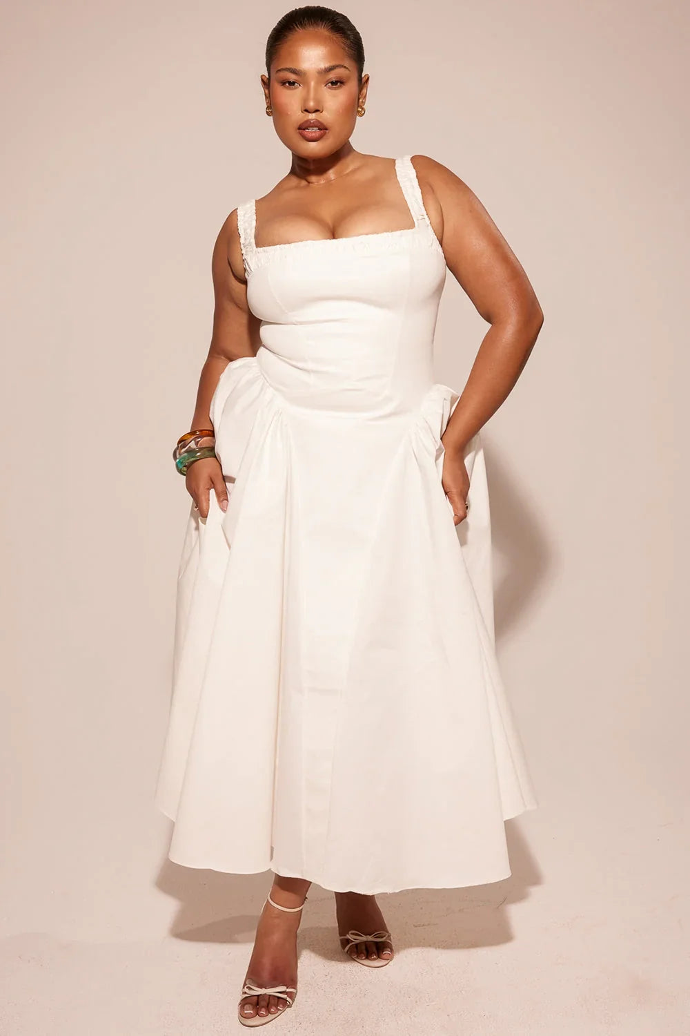 white cotton midi sundress