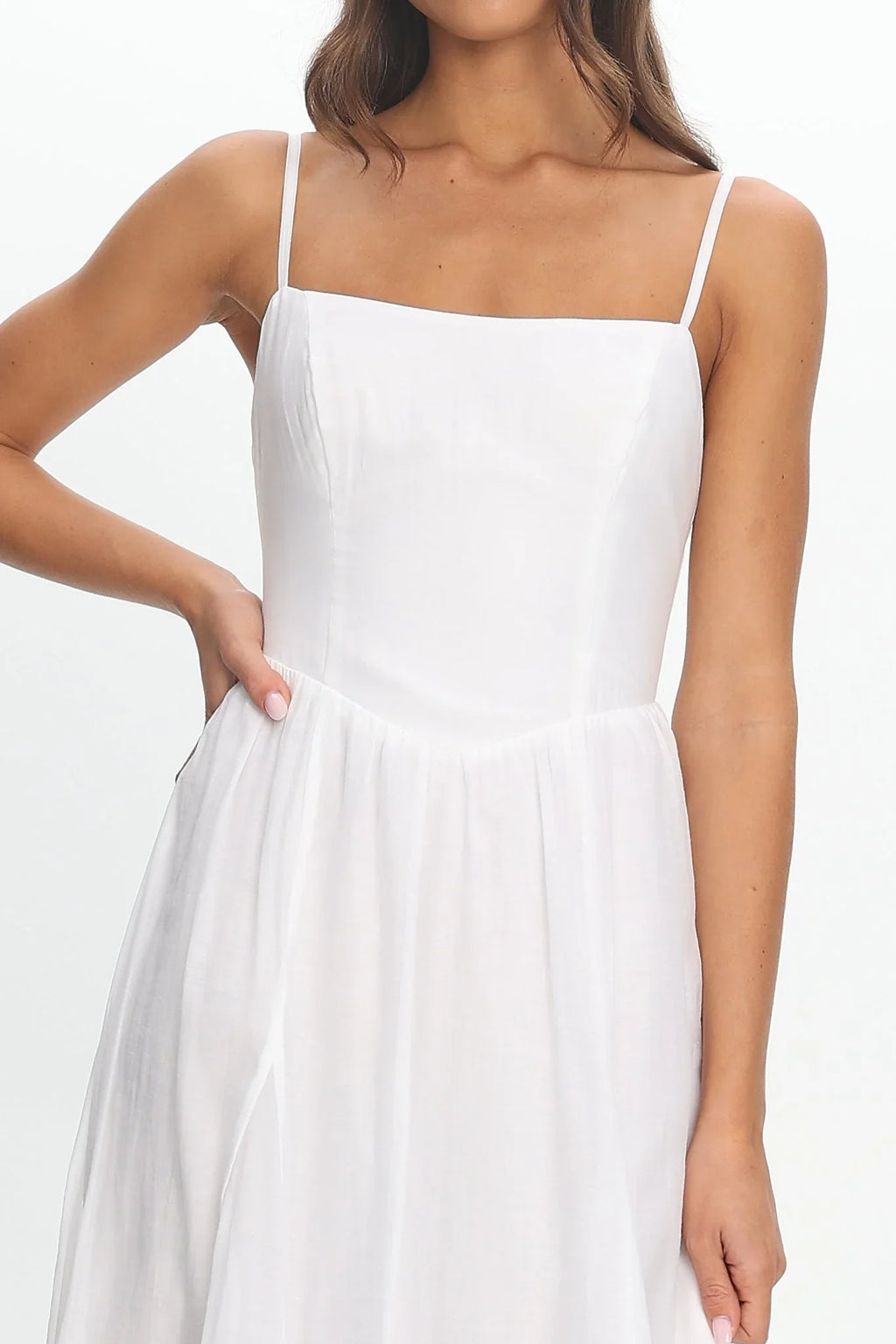 Robe midi Dulce à encolure dégagée blanche