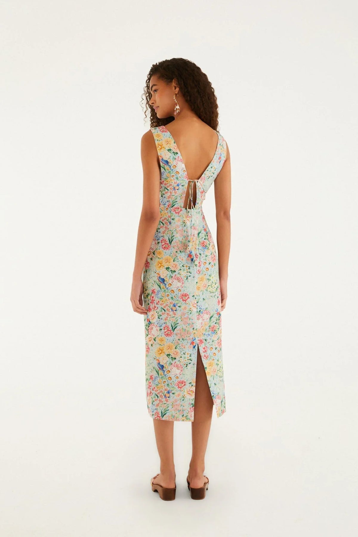 Robe midi bustier 3D Rendeira multicolore