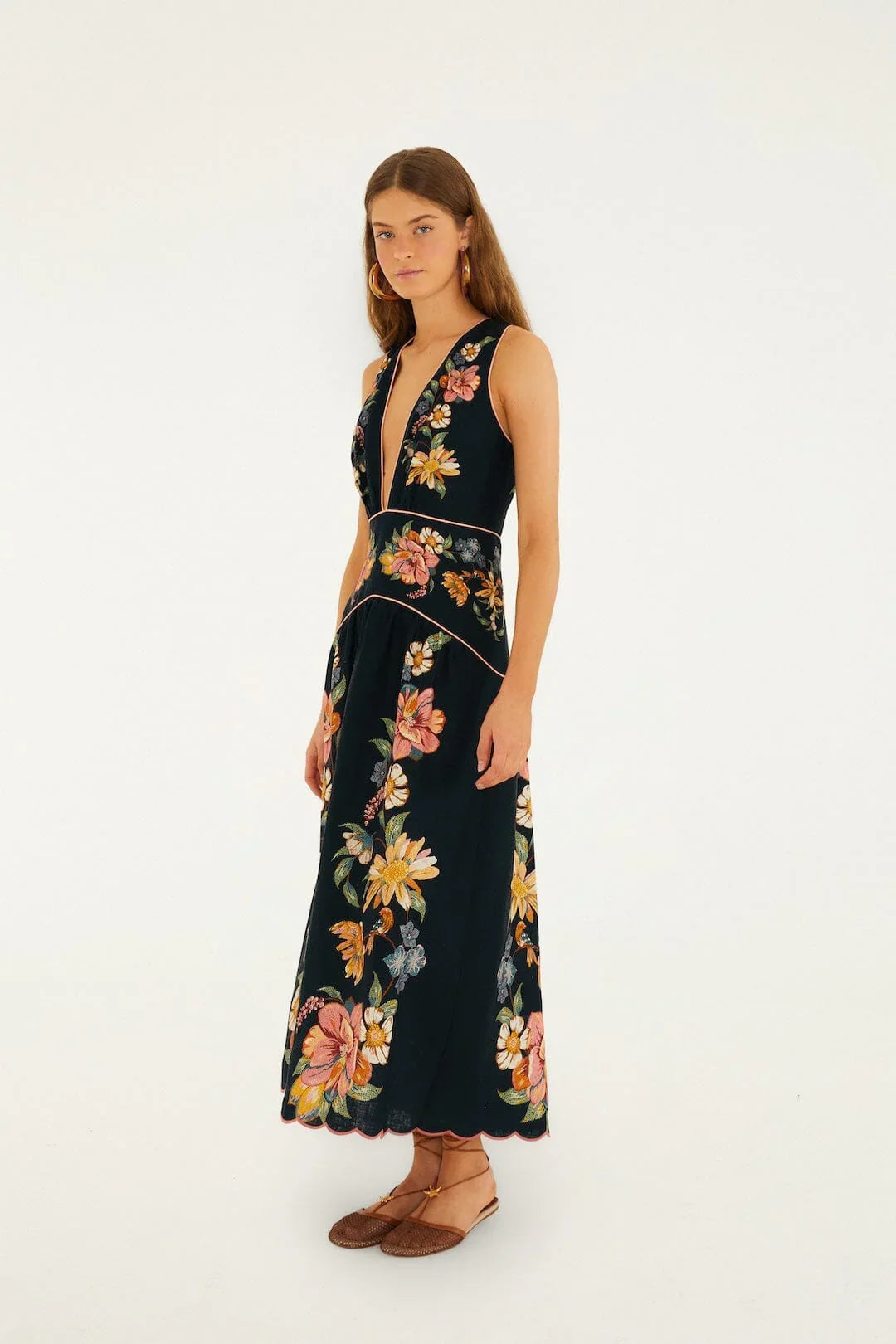 Robe midi Maira florale bleu foncé