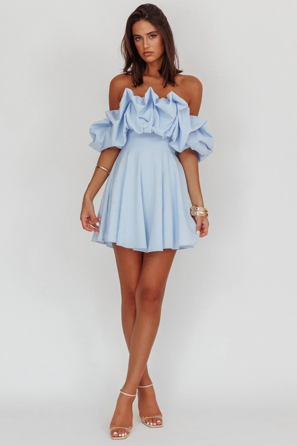 Mini-robe trapèze bustier Kailynn bleue