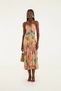 Soft Pink Pool Time Ruched Sleeveless Midi Dress