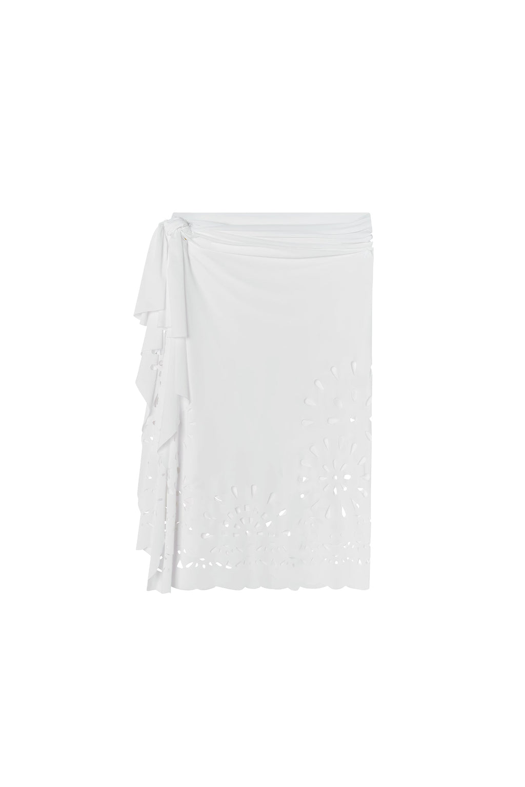 keya Long white pareo with rosette pattern