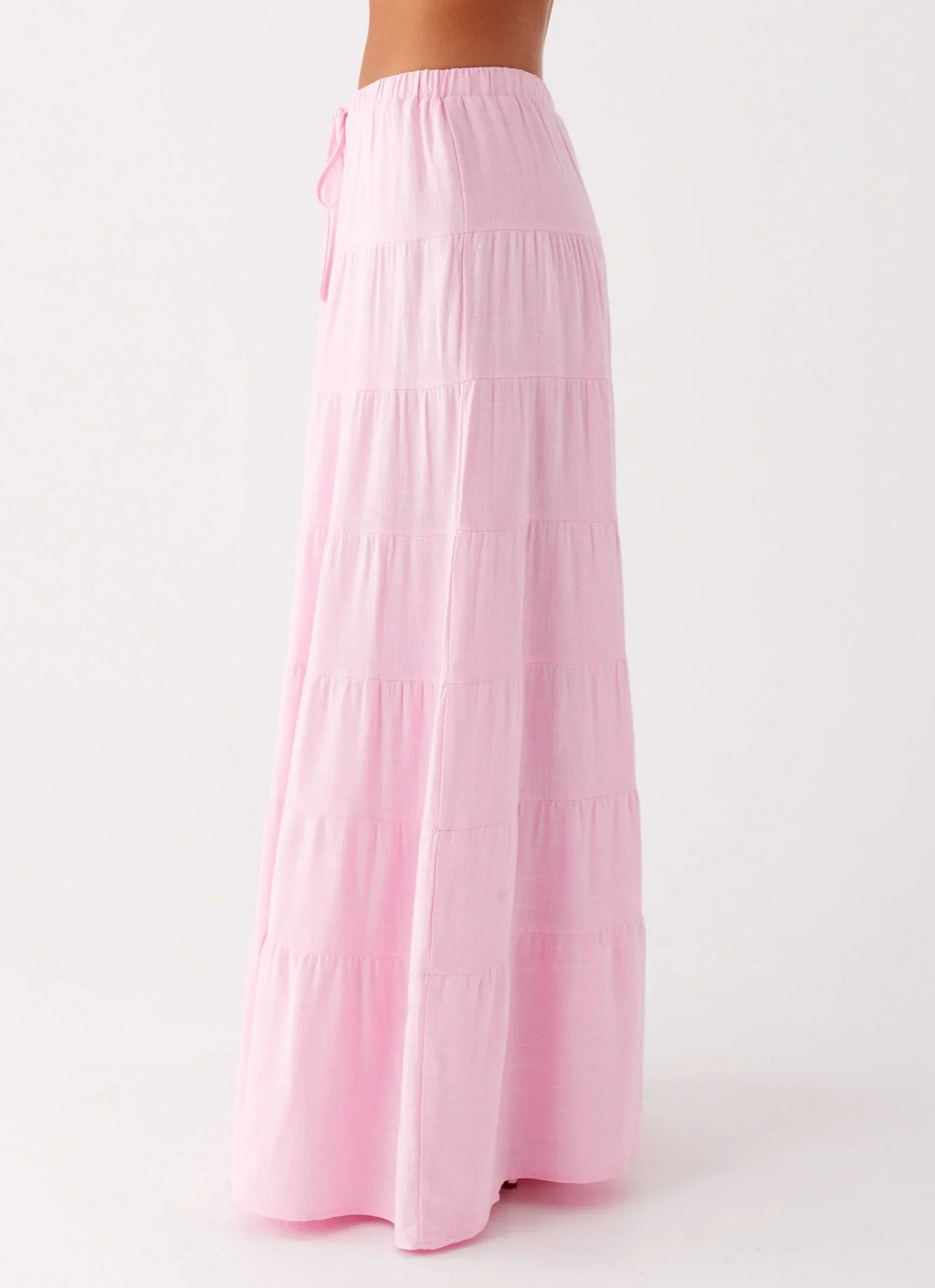 Jupe longue en lin Mariella - Rose