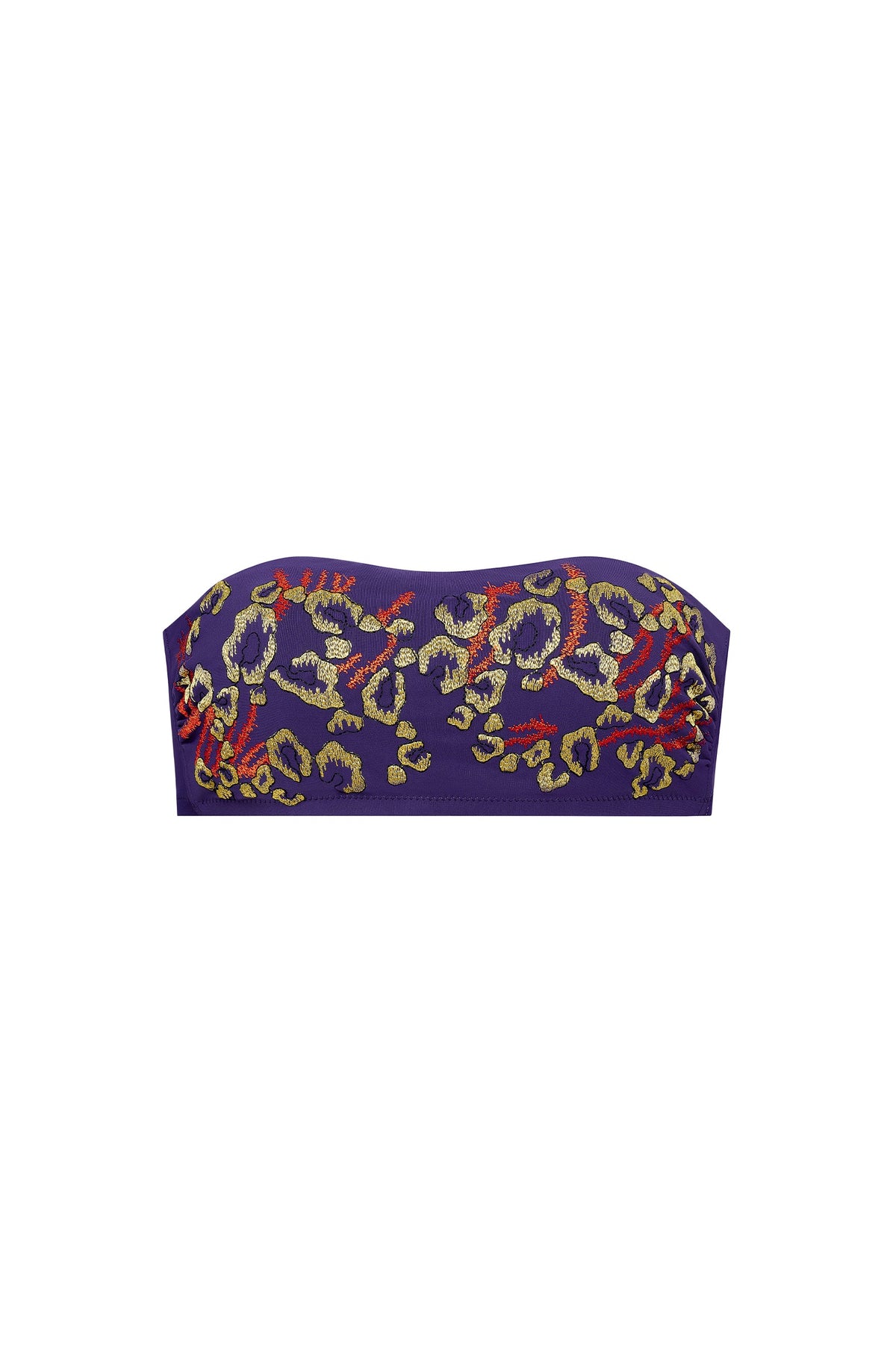 barry Embroidered purple bandeau swimsuit top