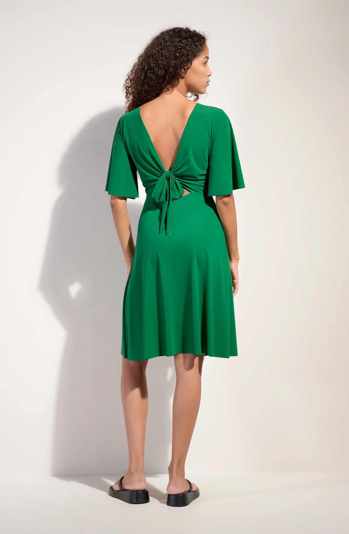 natt Jade short dress in stretch voile with butterfly sleeves
