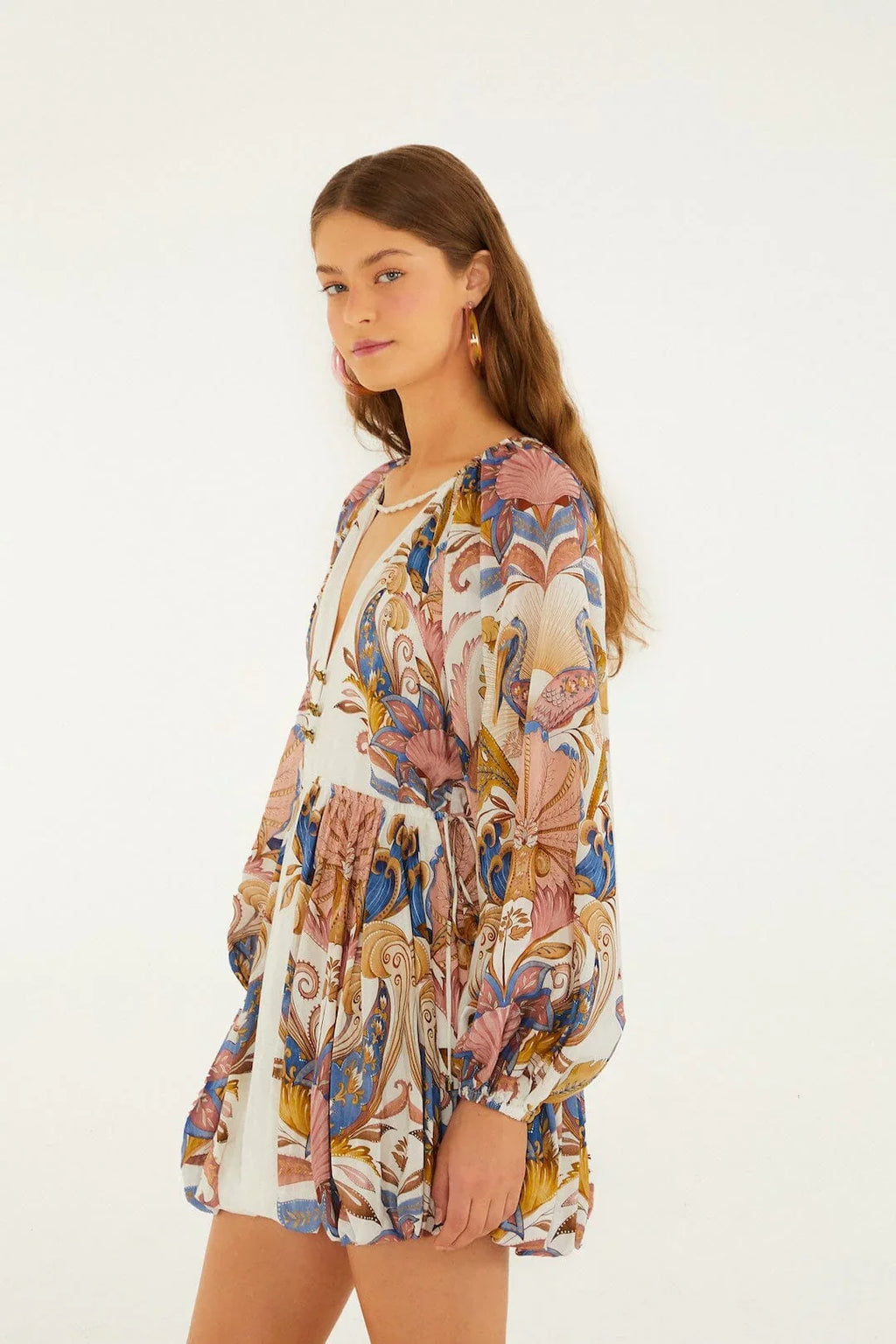 Robe mini bulle Off-White Sea Garden à manches bouffantes