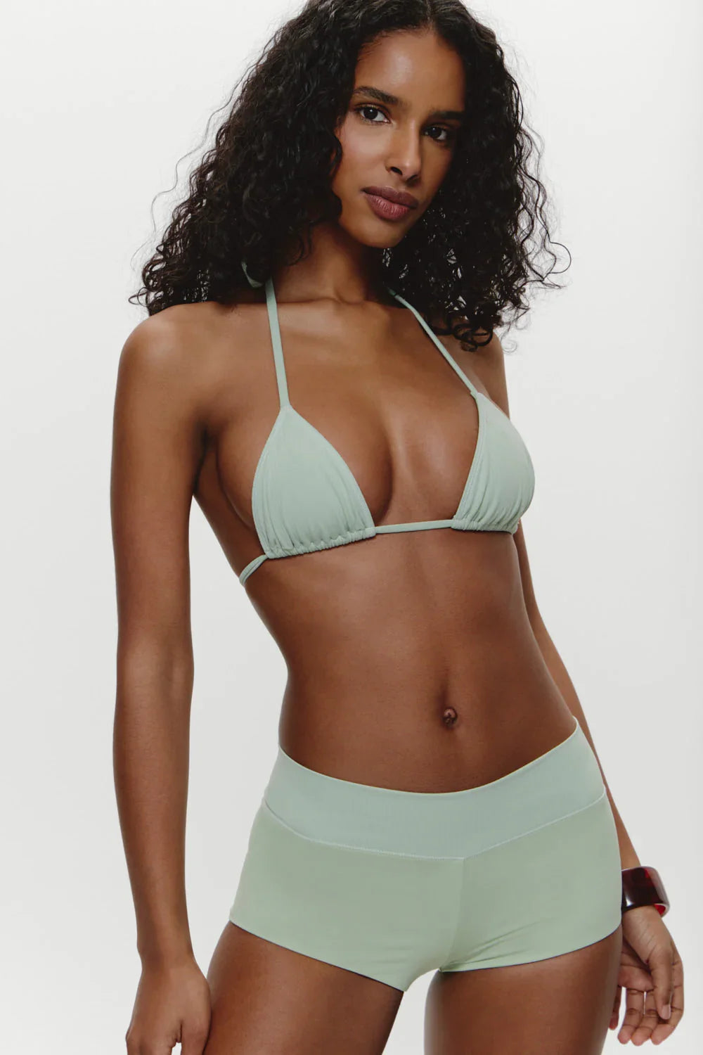 Haut de bikini triangle à décolleté plongeant Nick - Menthe