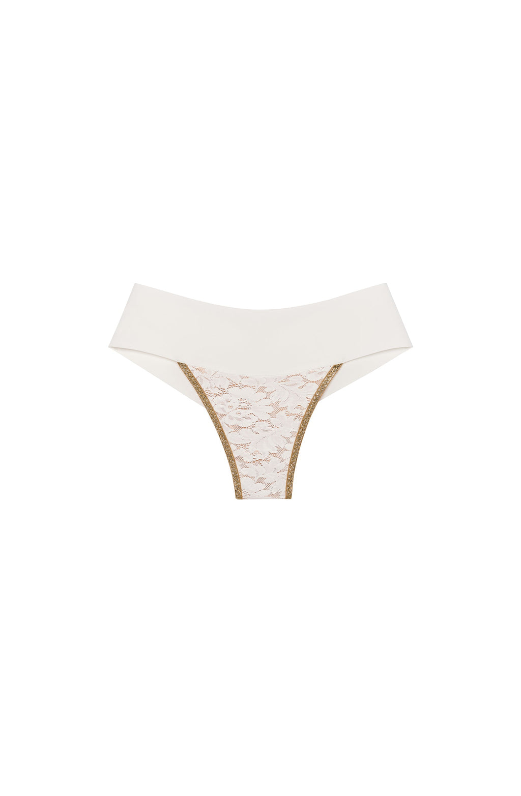 Bas de bikini tanga large à ceinture blanche en mousse taous