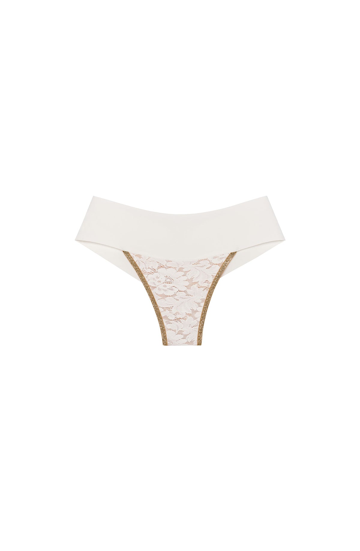 Bas de bikini tanga large à ceinture blanche en mousse taous