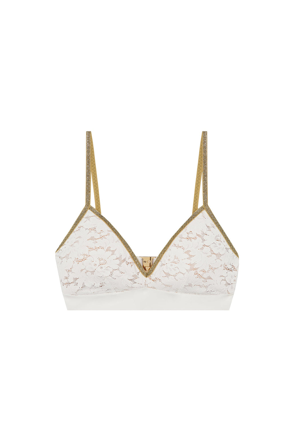 swann Triangle bronze and Lurex lace bra