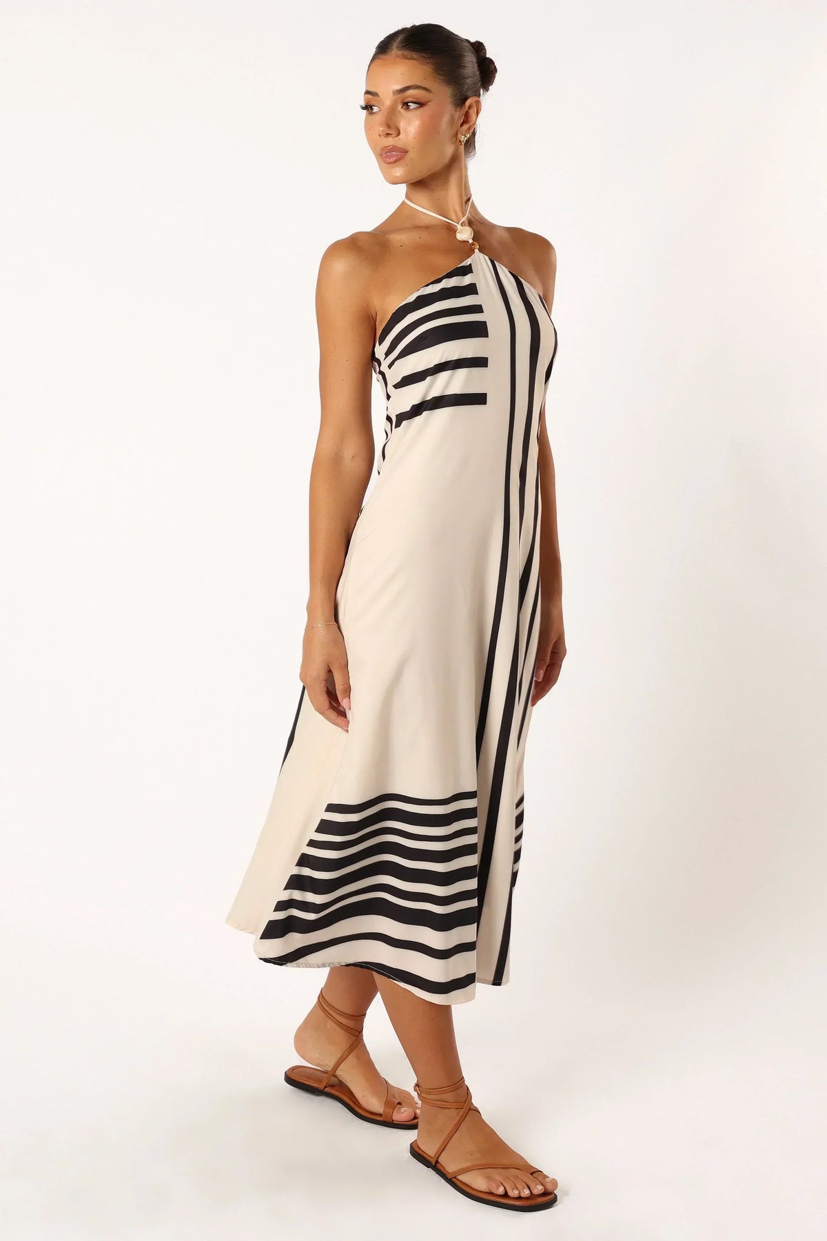 Robe midi dos nu Deana – Crème Noir
