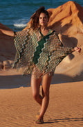 poncho semi-transparent à motif ZIG-ZAG baie