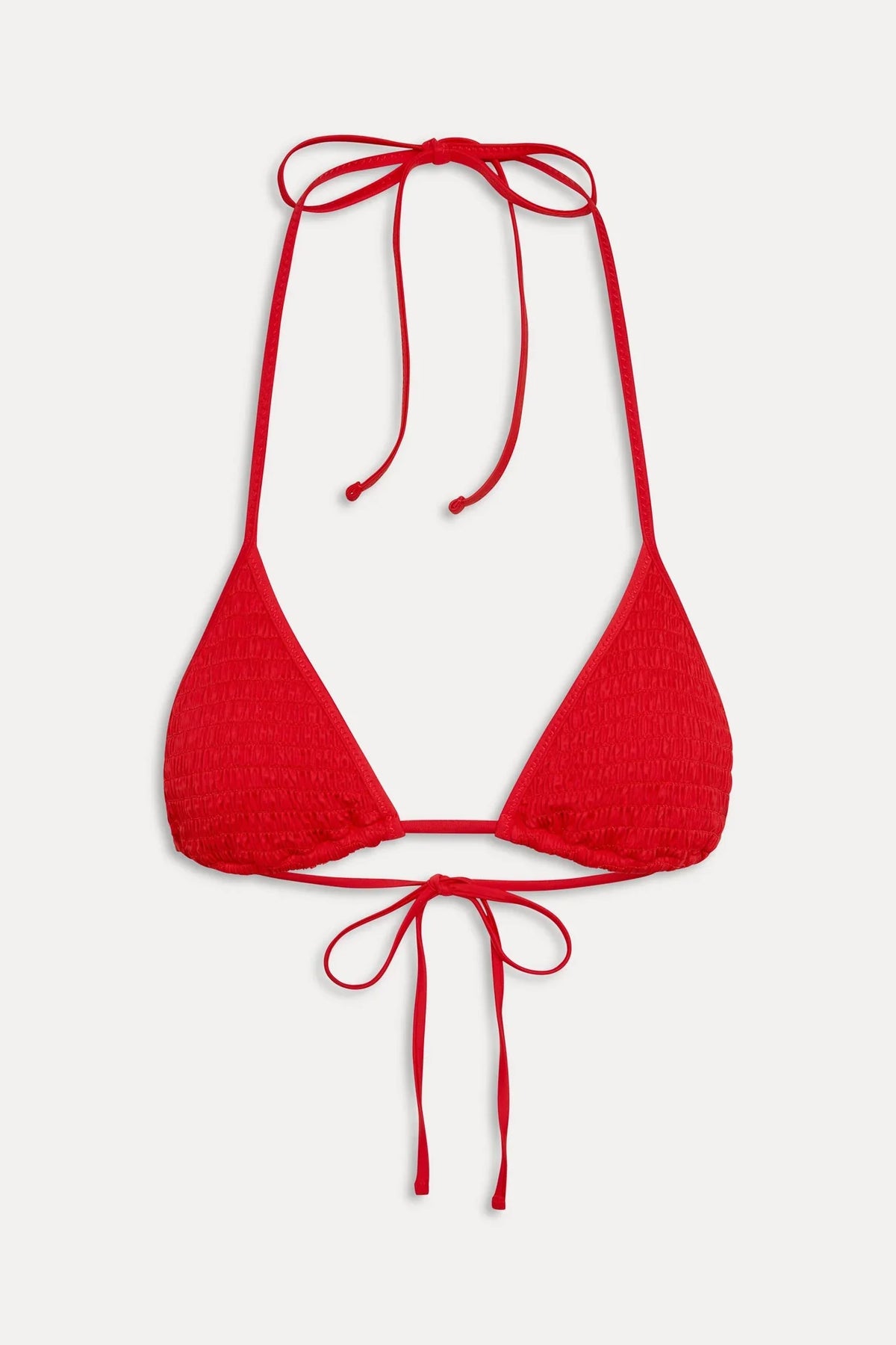 Haut de bikini triangle smocké Nick - Rouge classique
