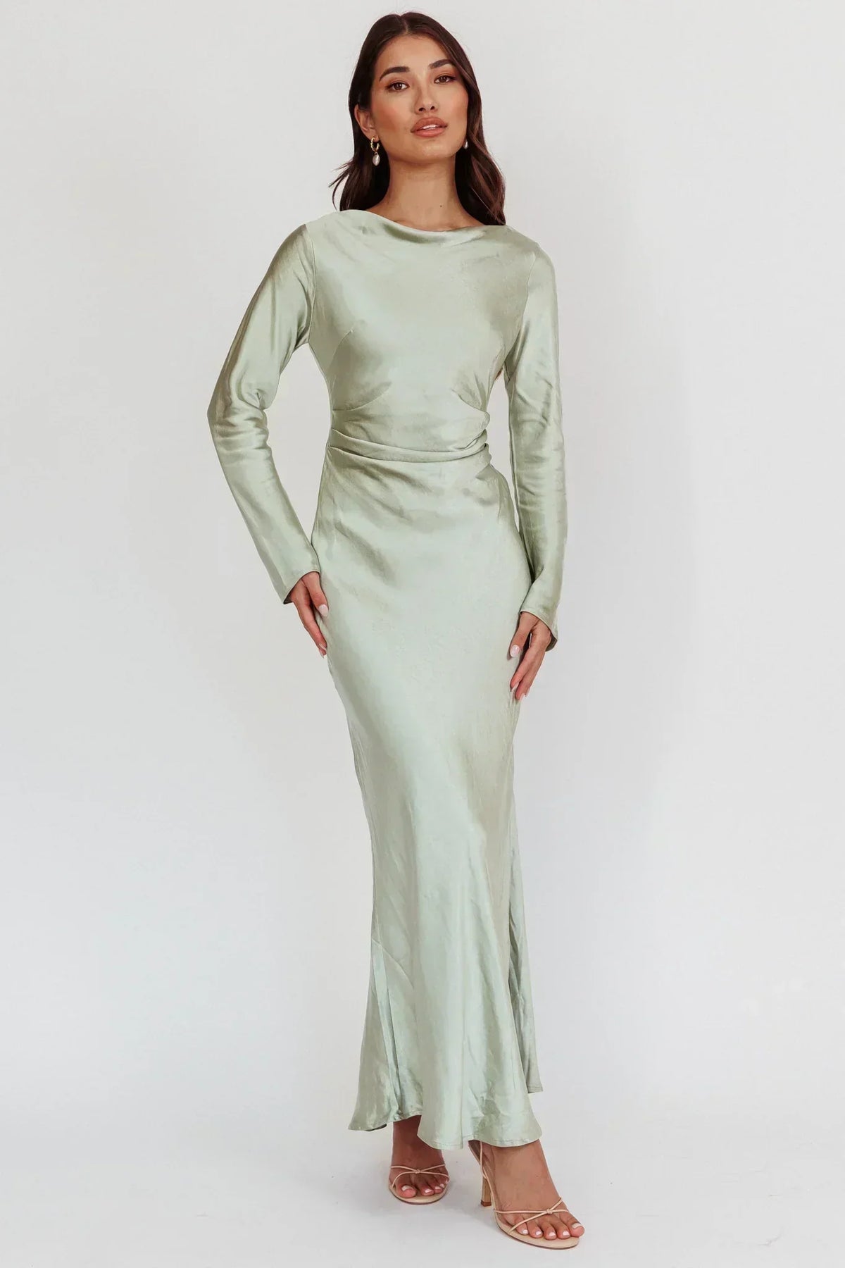 Robe mi-longue Loveland à dos bénitier sauge