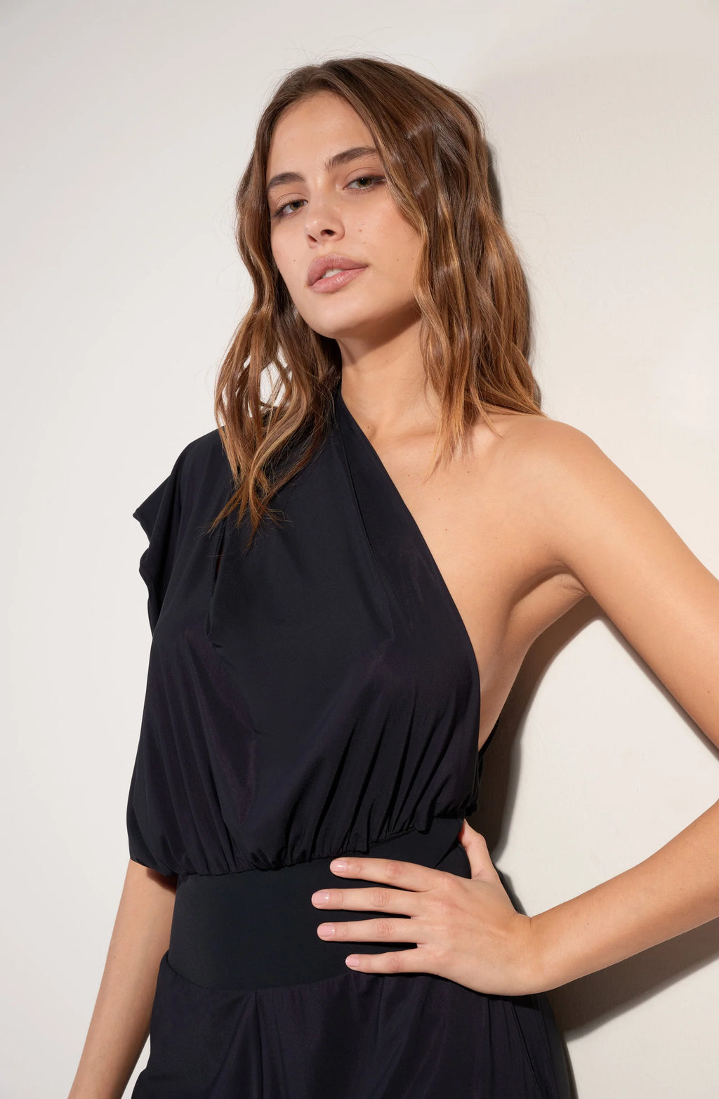 maissa Black stretch voile pant suit