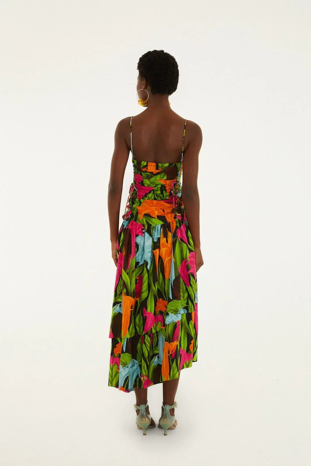 Black Mujeres Y Flores Midi Dress