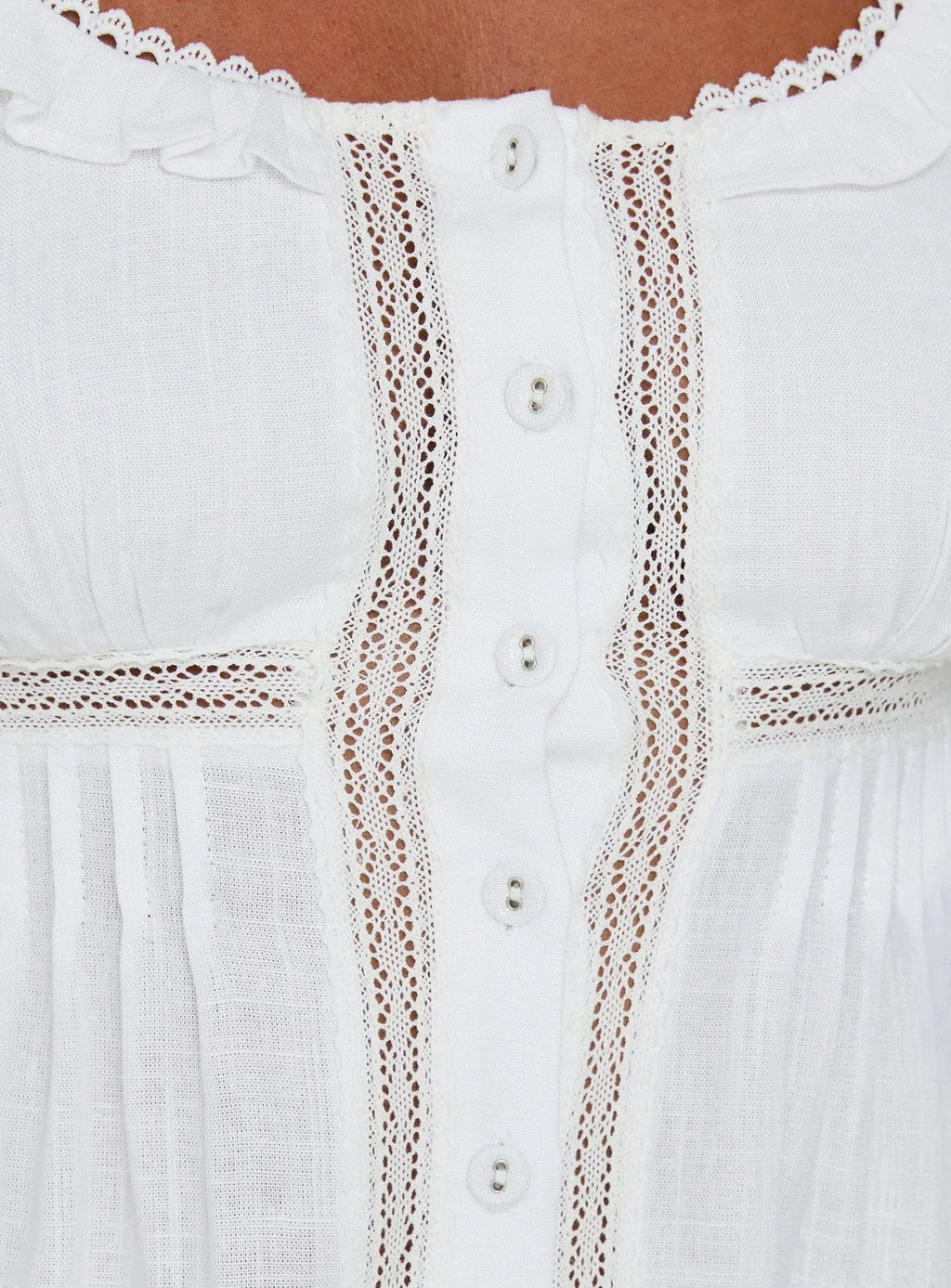 Mini-robe plissée en dentelle Indianah blanche