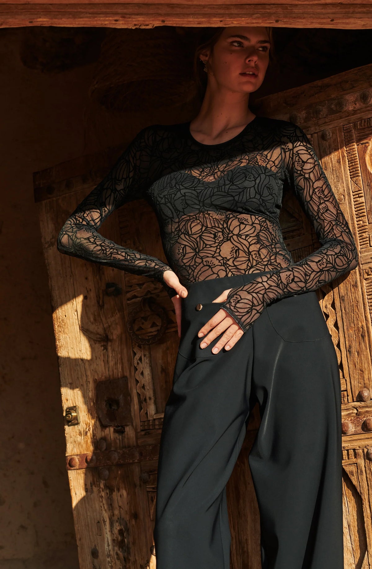 Body tanga manches longues noir Moana